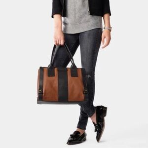 Fossil Brown and Black Satchel